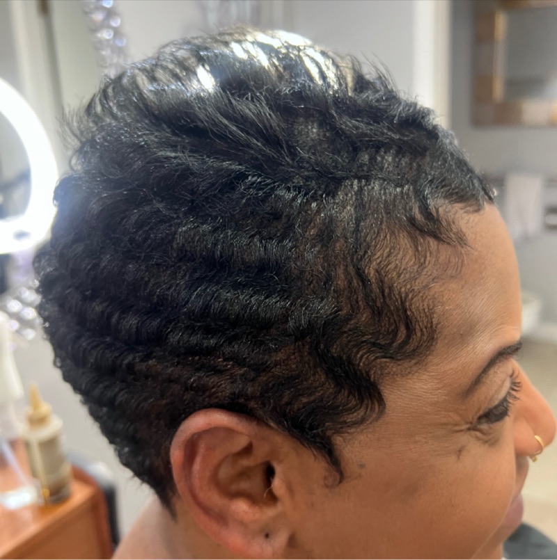 Short natural hairstyle viewed from the side